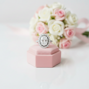 4.5ct Oval Cut Halo Diamond Option Engagement Ring-Black Diamonds New York
