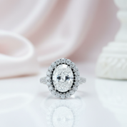 4.5ct Oval Cut Halo Diamond Engagement Ring-Black Diamonds New York