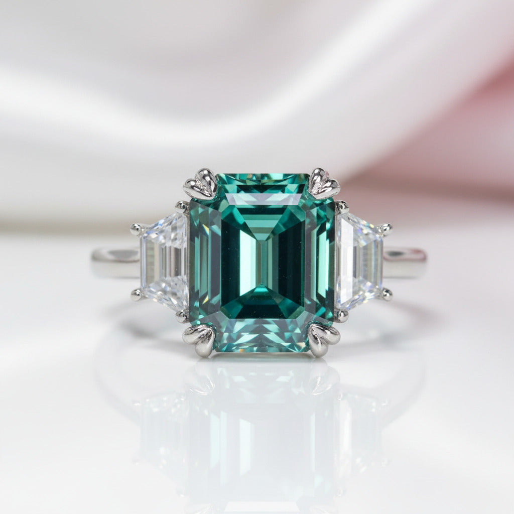 4.0 Ct Emerald Cut Diamond Option Engagement Ring-Black Diamonds New York