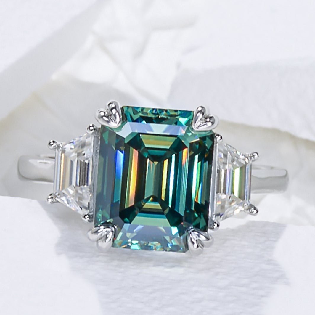 4.0 Ct Emerald Cut Diamond Option Engagement Ring-Black Diamonds New York