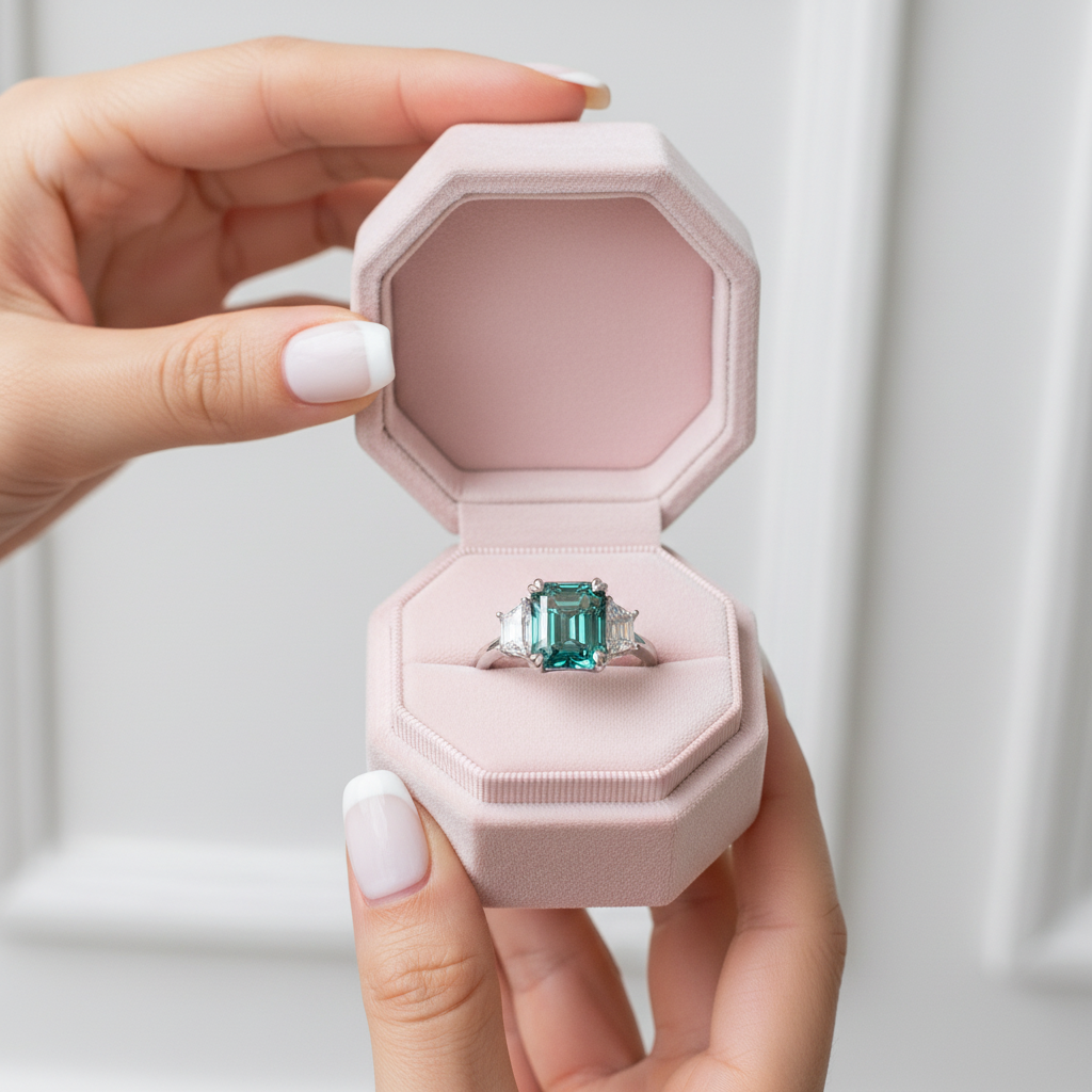 4.0 Ct Emerald Cut Diamond Option Engagement Ring-Black Diamonds New York