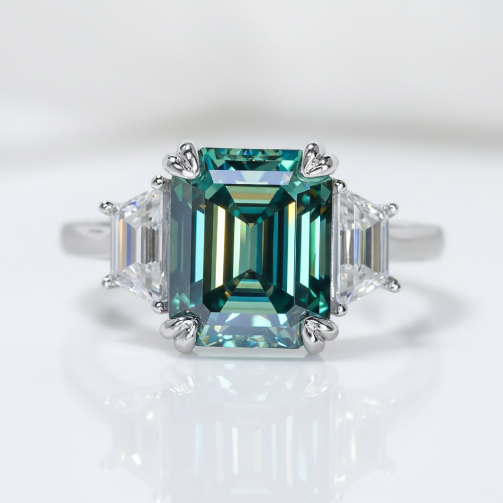 4.0 Ct Emerald Cut Diamond Option Engagement Ring-Black Diamonds New York