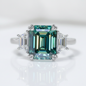 4.0 Ct Emerald Cut Diamond Option Engagement Ring-Black Diamonds New York