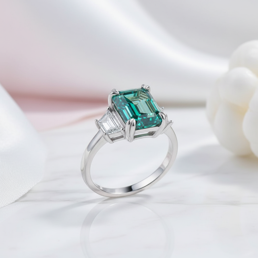 4.0 Ct Emerald Cut Diamond Option Engagement Ring-Black Diamonds New York