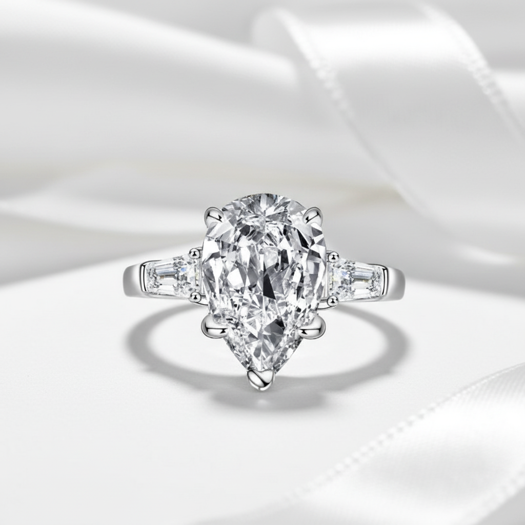 4.0 Ct Pear Cut Diamond Option Engagement Ring-Black Diamonds New York