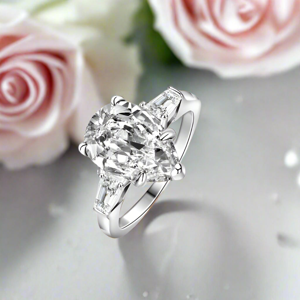 4.0 Ct Pear Cut Diamond Engagement Ring-Black Diamonds New York