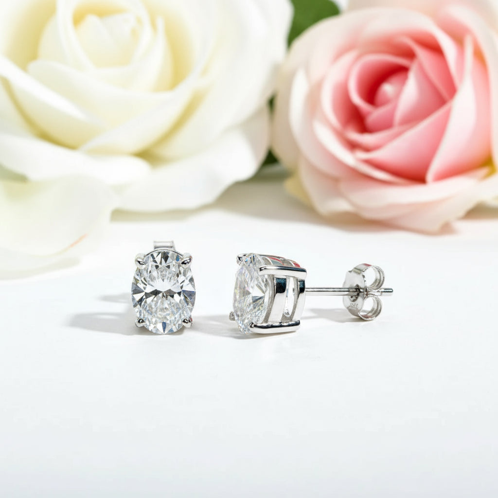 4.0 Ctw Oval Cut Diamond 10k Gold Post Stud Earrings-Black Diamonds New York