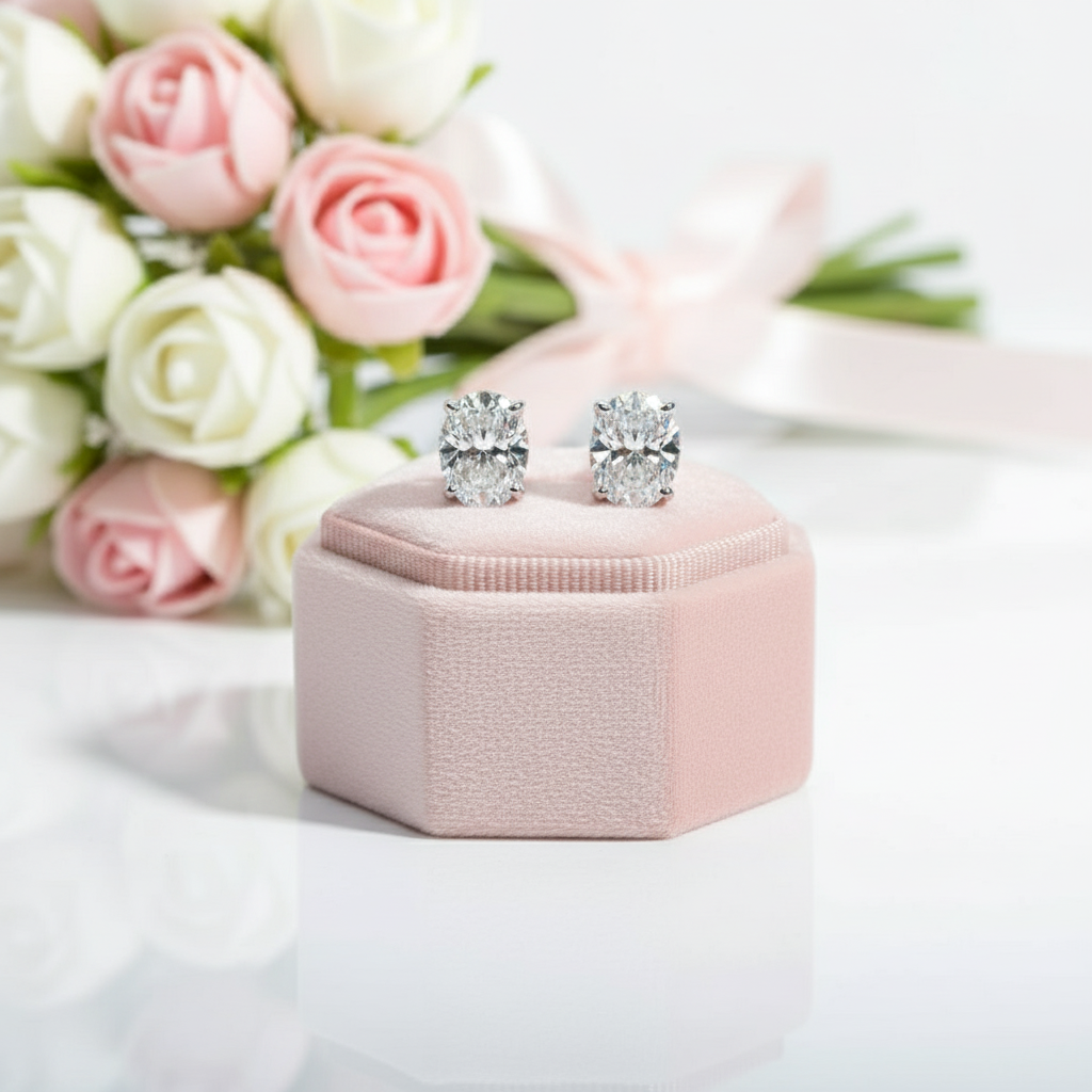 4.0 Ctw Oval Cut Diamond Option Post Stud Earrings-Black Diamonds New York