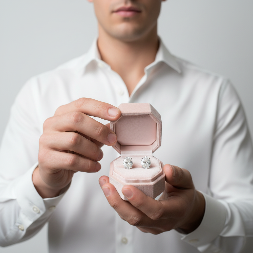 4.0 Ctw Oval Cut Diamond 10k Gold Post Stud Earrings-Black Diamonds New York