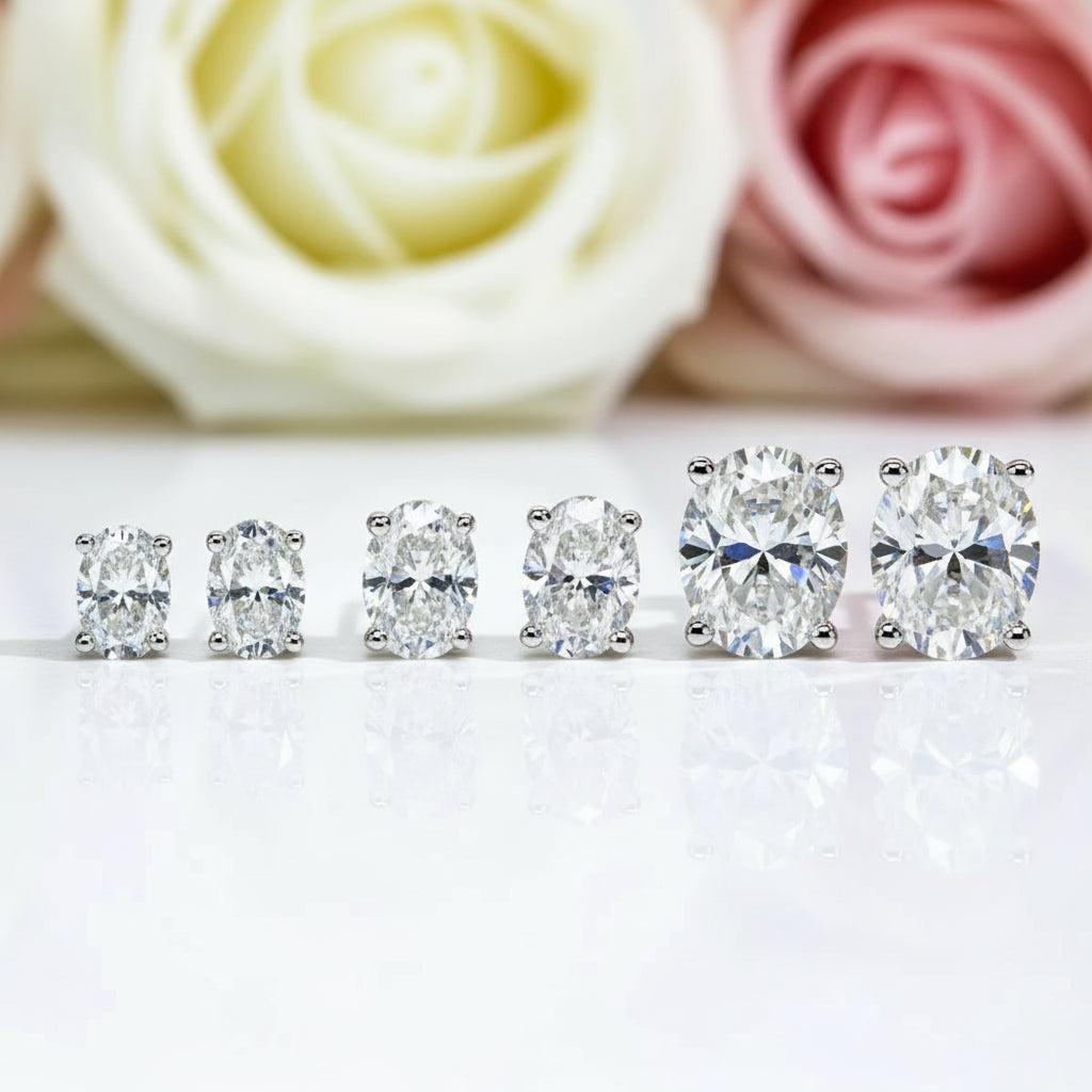 4.0 Ctw Oval Cut Diamond 10k Gold Post Stud Earrings-Black Diamonds New York