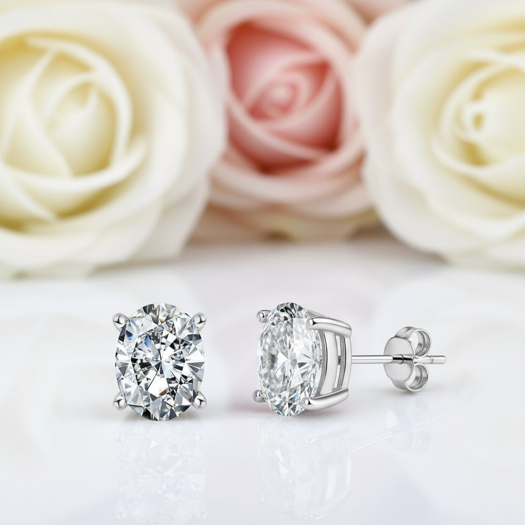 4.0 Ctw Oval Cut Diamond 10k Gold Post Stud Earrings-Black Diamonds New York