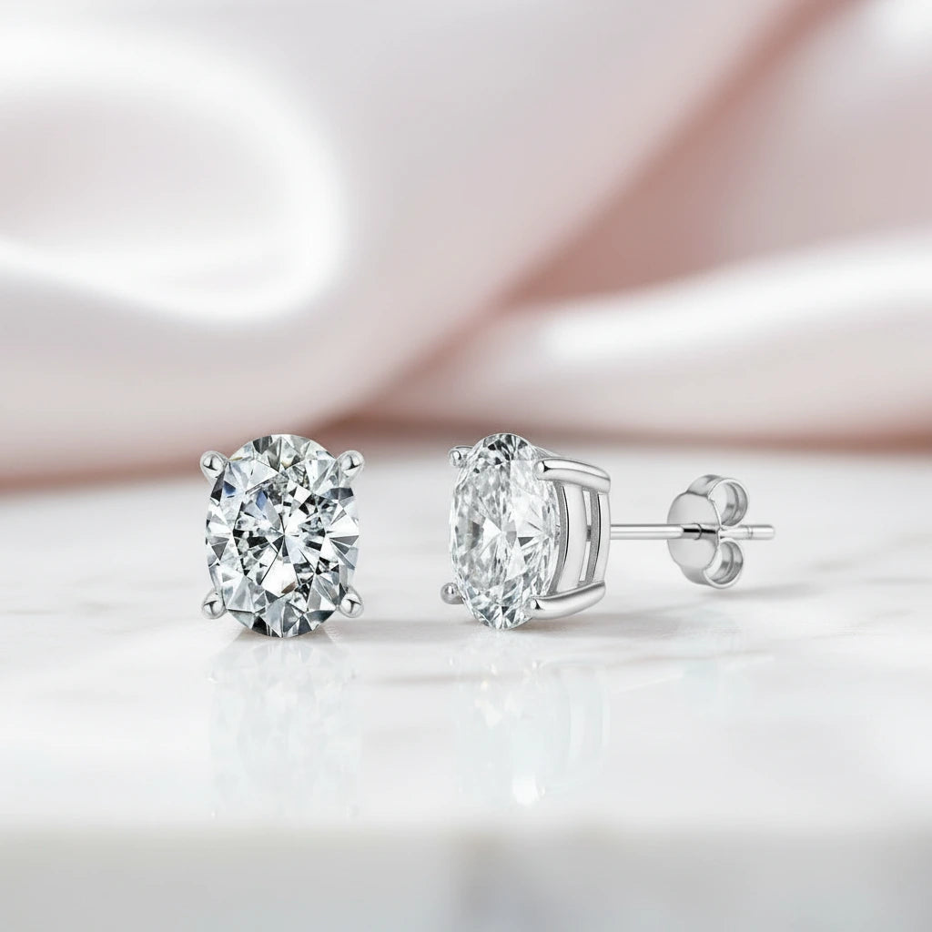4.0 Ctw Oval Cut Diamond Option Post Stud Earrings-Black Diamonds New York