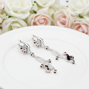 4.04ct Natural Red Garnet Bridal Drop Earrings-Black Diamonds New York