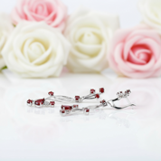 4.04ct Natural Red Garnet Bridal Drop Earrings-Black Diamonds New York