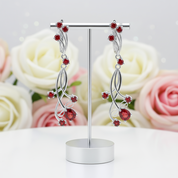 4.04ct Natural Red Garnet Bridal Drop Earrings-Black Diamonds New York