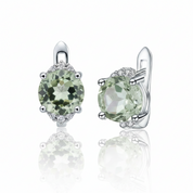 4.08 Ctw Green Amethyst Stud Earrings-Black Diamonds New York