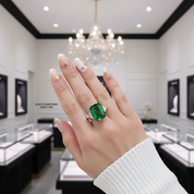 4.0ct Emerald Cut Simulated Diamond Three-Stone Engagement Ring-Black Diamonds New York