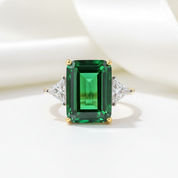 4.0ct Emerald Cut Simulated Diamond Three-Stone Engagement Ring-Black Diamonds New York