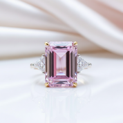 4.0ct Emerald Cut Simulated Diamond Three-Stone Engagement Ring-Black Diamonds New York