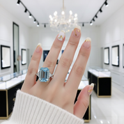 4.0ct Emerald Cut Simulated Diamond Three-Stone Engagement Ring-Black Diamonds New York