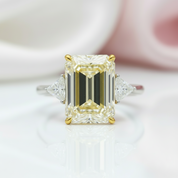 4.0ct Emerald Cut Simulated Diamond Three-Stone Engagement Ring-Black Diamonds New York