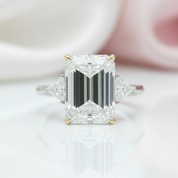 4.0ct Emerald Cut Simulated Diamond Three-Stone Engagement Ring-Black Diamonds New York
