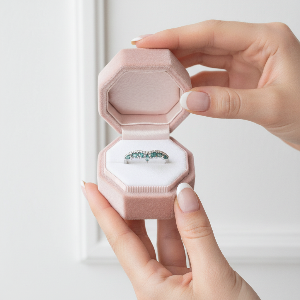 4*2mm Natural Marquise Moss Agate Ring-Black Diamonds New York