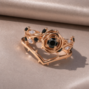 Black Rose- .50ct Round Cut Diamond Option 14k Gold Modern Goth Engagement Ring-Black Diamonds New York