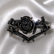 Black Rose- .50ct Round Cut Diamond Option 14k Gold Modern Goth Engagement Ring-Black Diamonds New York