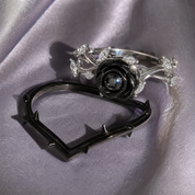 Black Rose- .50ct Round Cut Diamond Option 14k Gold Modern Goth Engagement Ring-Black Diamonds New York