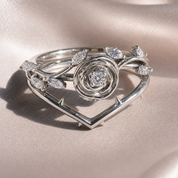 Black Rose- .50ct Round Cut Diamond Option 14k Gold Modern Goth Engagement Ring-Black Diamonds New York