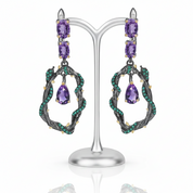 4.34Ct Purple Amethyst Gemstone Earrings-Black Diamonds New York