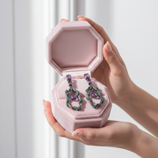 4.34Ct Purple Amethyst Gemstone Earrings-Black Diamonds New York