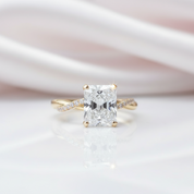 4.5 Carat Radiant Cut Twist Yellow Gold Engagement Ring-Black Diamonds New York