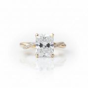4.5 Carat Radiant Cut Twist Yellow Gold Engagement Ring-Black Diamonds New York