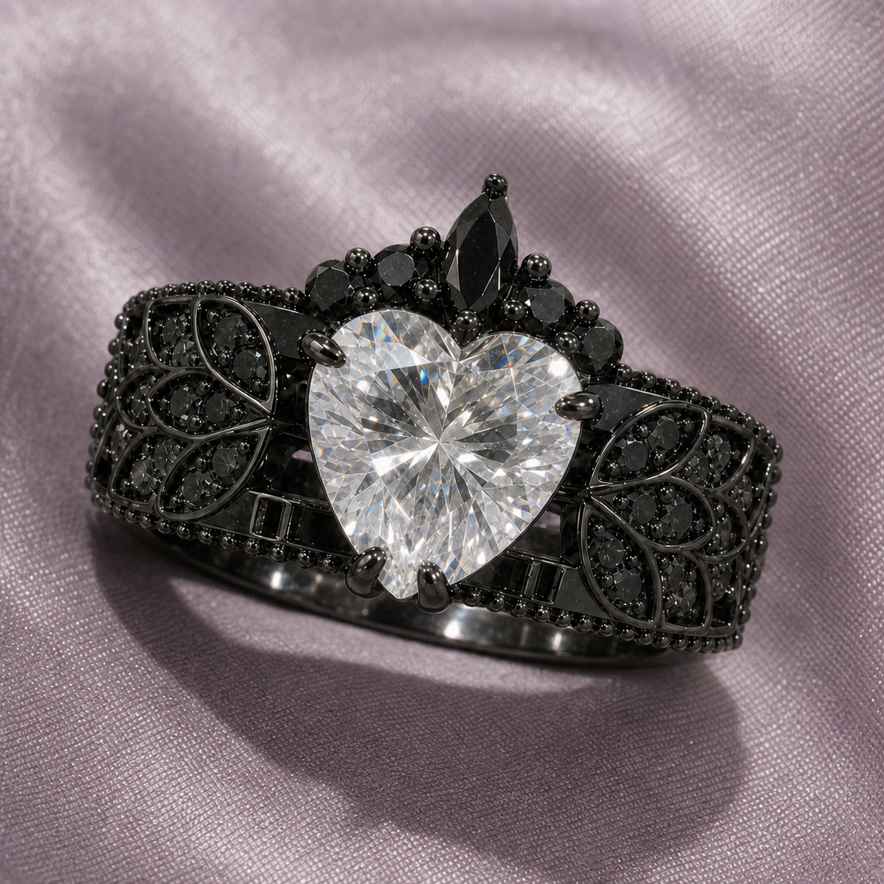 Infinity x Infinity Ring- Red Heart and Cross Diamond Option Gothic Ring-Black Diamonds New York