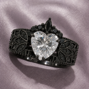 Infinity x Infinity Ring- Red Heart and Cross Diamond Option Gothic Ring-Black Diamonds New York