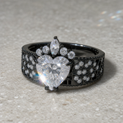 Infinity x Infinity Ring- Red Heart and Cross Diamond Option Gothic Ring-Black Diamonds New York