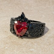 Infinity x Infinity Ring- Red Heart and Cross Diamond Option Gothic Ring-Black Diamonds New York