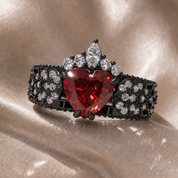 Infinity x Infinity Ring- Red Heart and Cross Diamond Option Gothic Ring-Black Diamonds New York