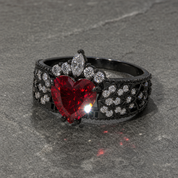 Infinity x Infinity Ring- Red Heart and Cross Diamond Option Gothic Ring-Black Diamonds New York