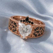 Infinity x Infinity Ring- Red Heart and Cross Diamond Option Gothic Ring-Black Diamonds New York