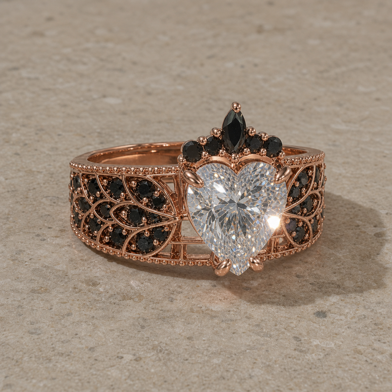 Infinity x Infinity Ring- Red Heart and Cross Diamond Option Gothic Ring-Black Diamonds New York