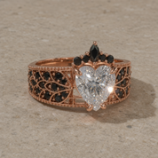 Infinity x Infinity Ring- Red Heart and Cross Diamond Option Gothic Ring-Black Diamonds New York
