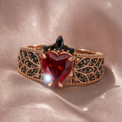 Infinity x Infinity Ring- Red Heart and Cross Diamond Option Gothic Ring-Black Diamonds New York