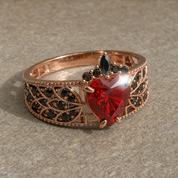 Infinity x Infinity Ring- Red Heart and Cross Diamond Option Gothic Ring-Black Diamonds New York