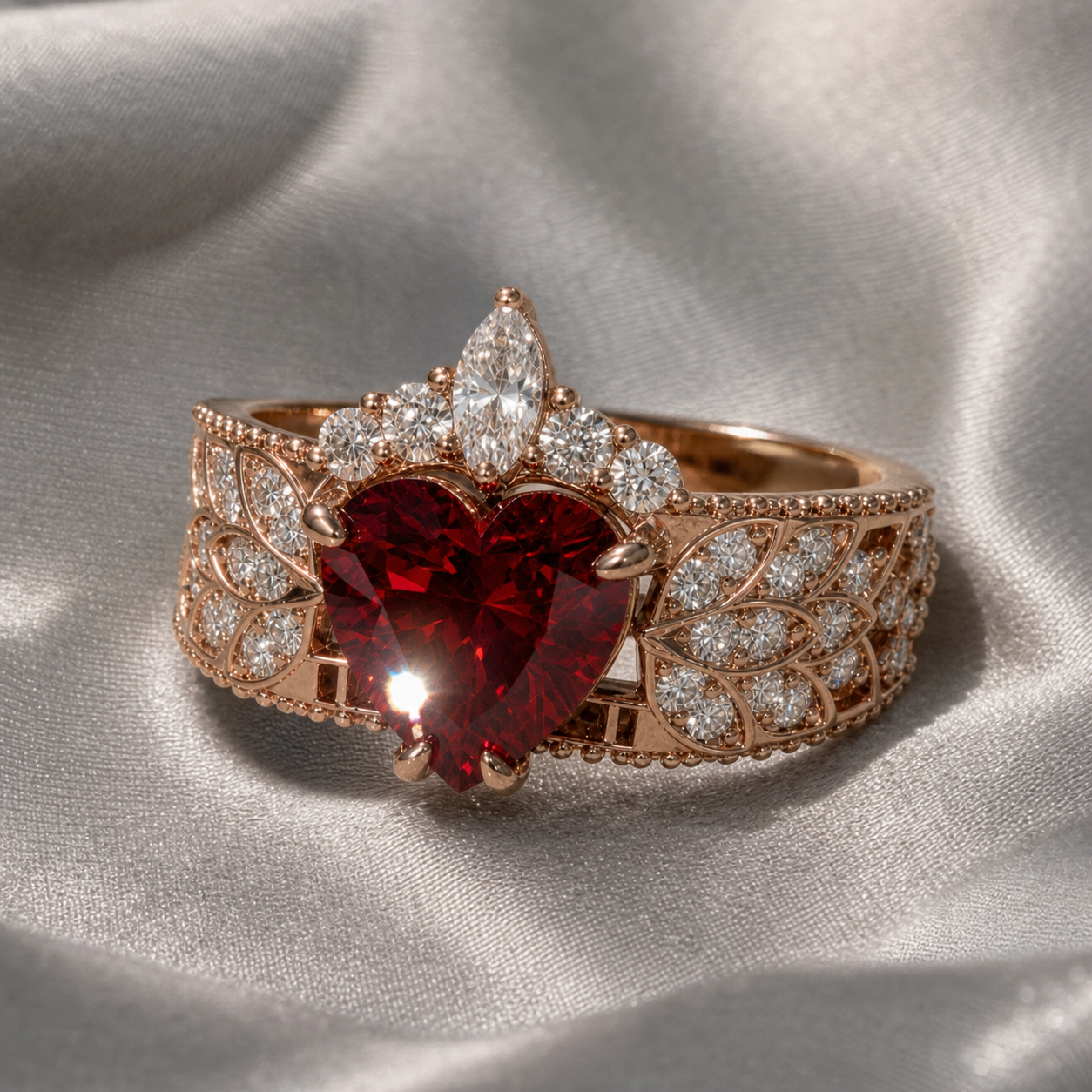 Infinity x Infinity Ring- Red Heart and Cross Diamond Option Gothic Ring-Black Diamonds New York