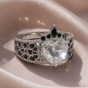 Infinity x Infinity Ring- Red Heart and Cross Diamond Option Gothic Ring-Black Diamonds New York