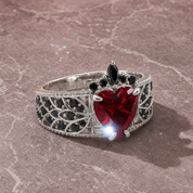 Infinity x Infinity Ring- Red Heart and Cross Diamond Option Gothic Ring-Black Diamonds New York
