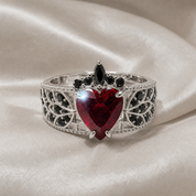 Infinity x Infinity Ring- Red Heart and Cross Diamond Option Gothic Ring-Black Diamonds New York